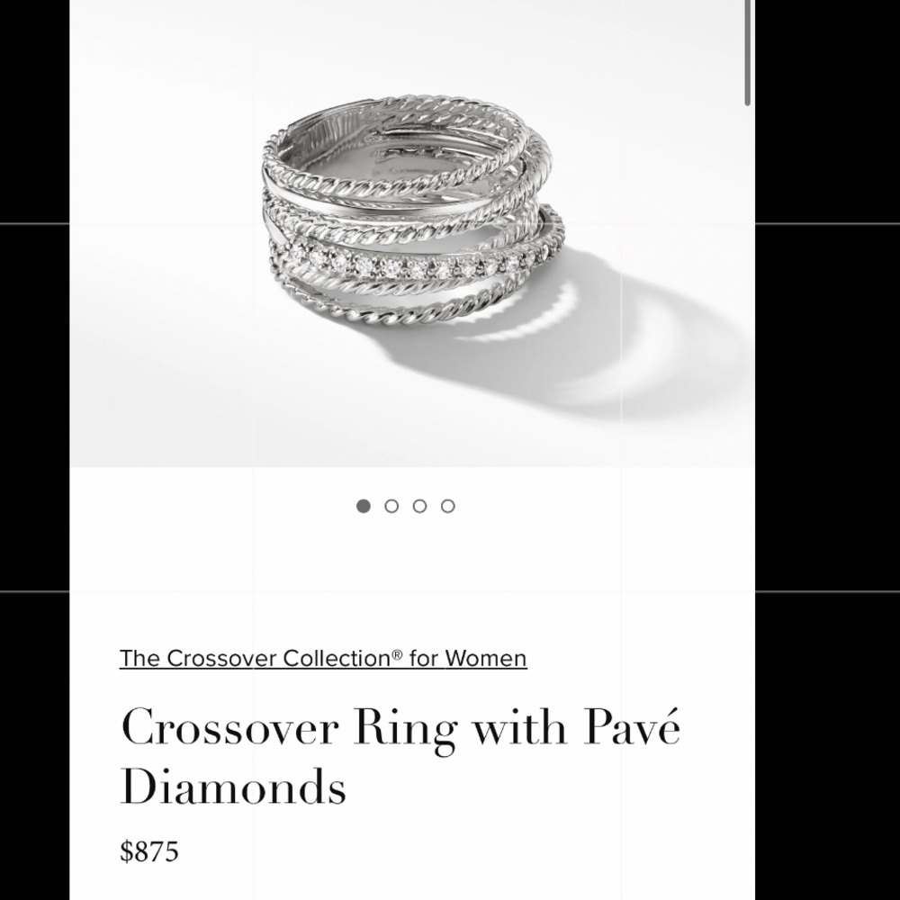 David Yurman Crossover Ring with Pavé Diamonds sz 7.5
